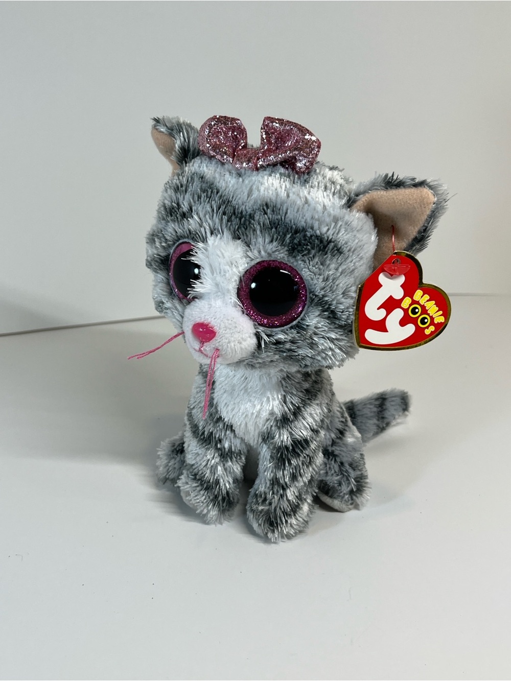 Ty Beanie Boos TySilk 2021 6" Kiki Kitty Cat Plush Stuffed Animal Toy NWT Grey